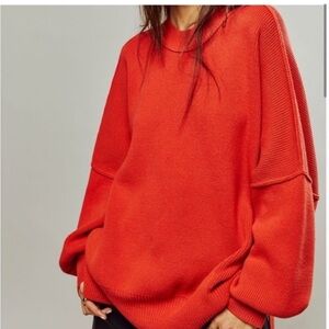 Free People Easy Street Tunic Sweater RED